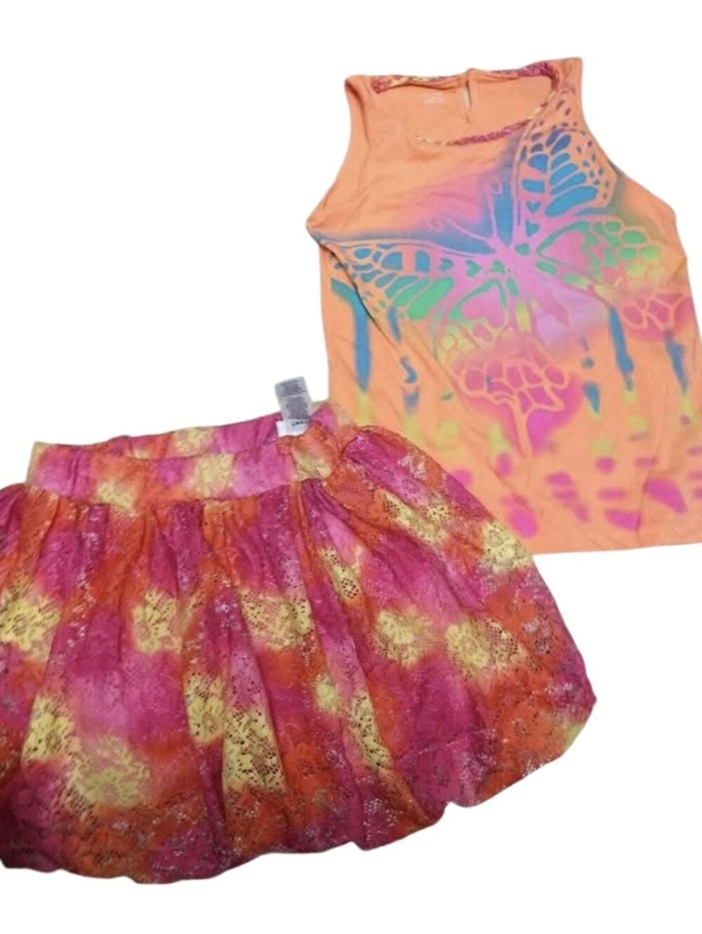 Piper 10/12 skirt set ombre lace overlay butterfly tank